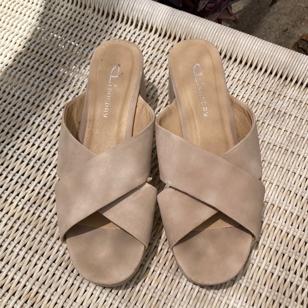 Chinese Laundry heeled cross cross mules
